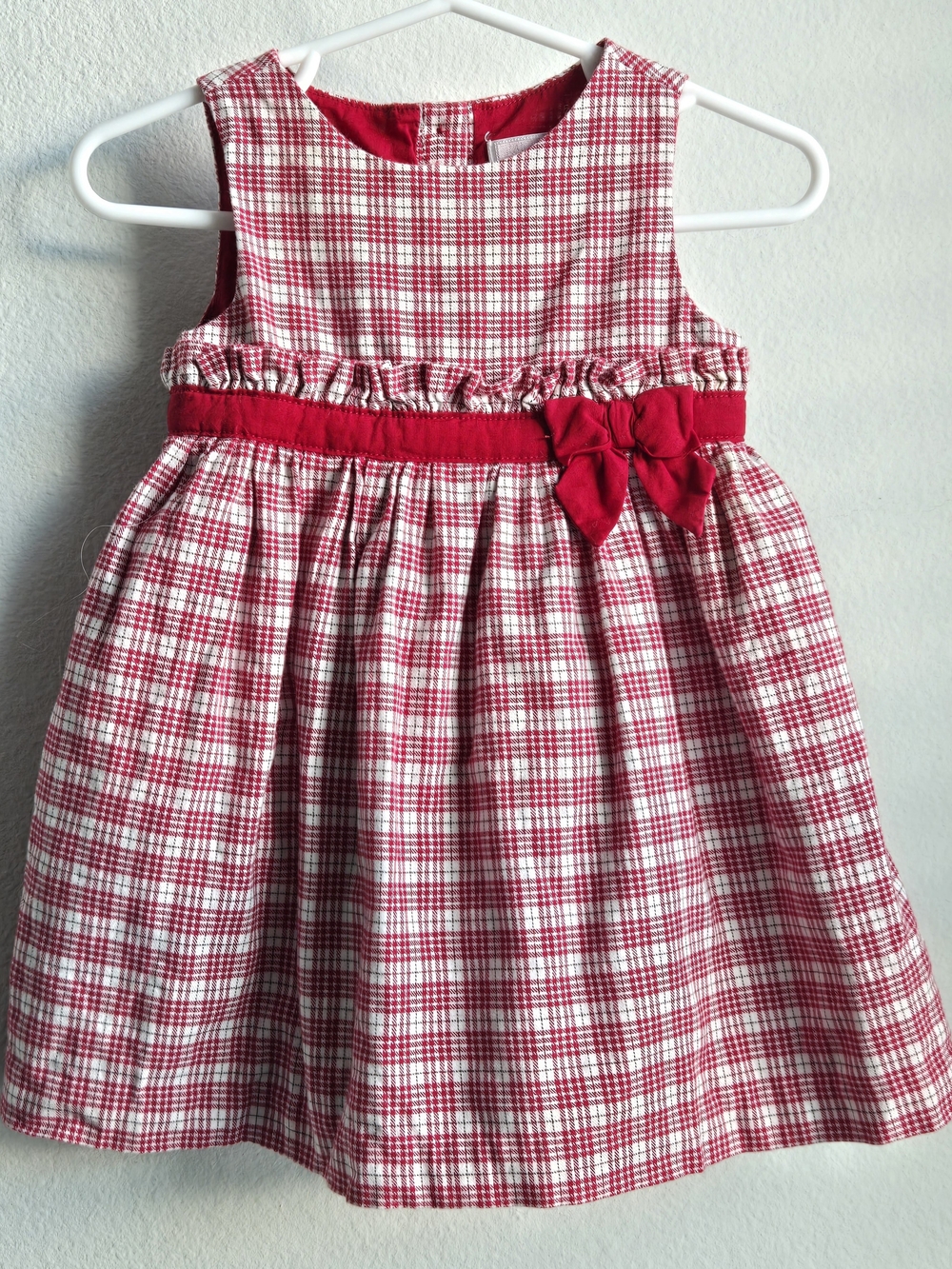 Janie and Jack Girl's Red Plaid Bow-Trim Holiday Dress, Sz 3-6 Months